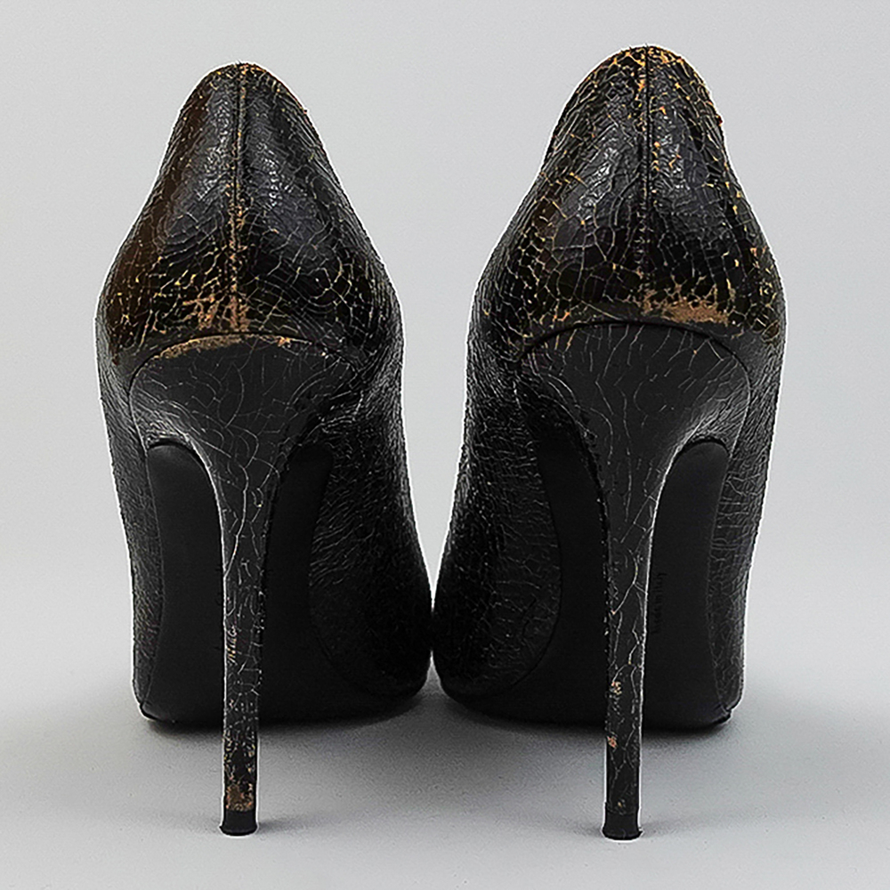 Acne Studios Black Brown Crackle Paint Leather Pointed Toe Pumps - DE 38/US 7.5 - Picture 7 of 12